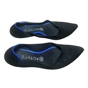 Rothy's Black Flats with Blue Trim